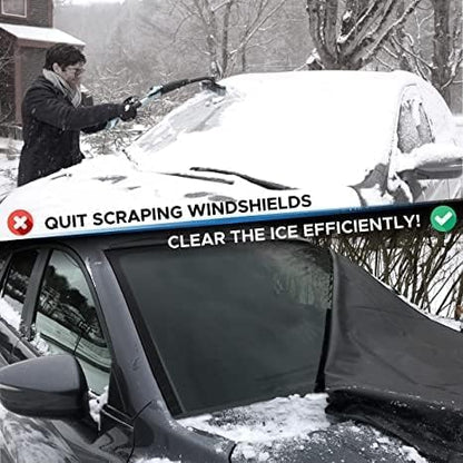 EcoNour Windshield Cover for Ice and Snow - Universal Fit for Car, SUV, Truck, Heavy Duty 600D Oxford Fabric Frost Protector for Ice & Sleet, Includes Anti-Theft Straps, Medium (69"x42")