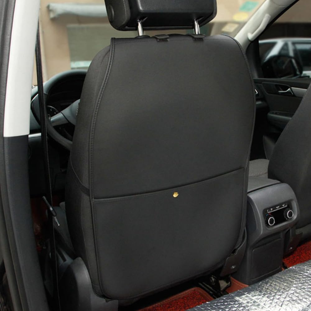 HCMAX 2 Pack Kick Mat Car Seat Back Protector Waterproof Easy to Clean Multifunctional Organizer Storage Bag Travel Accessory PU Leather Black
