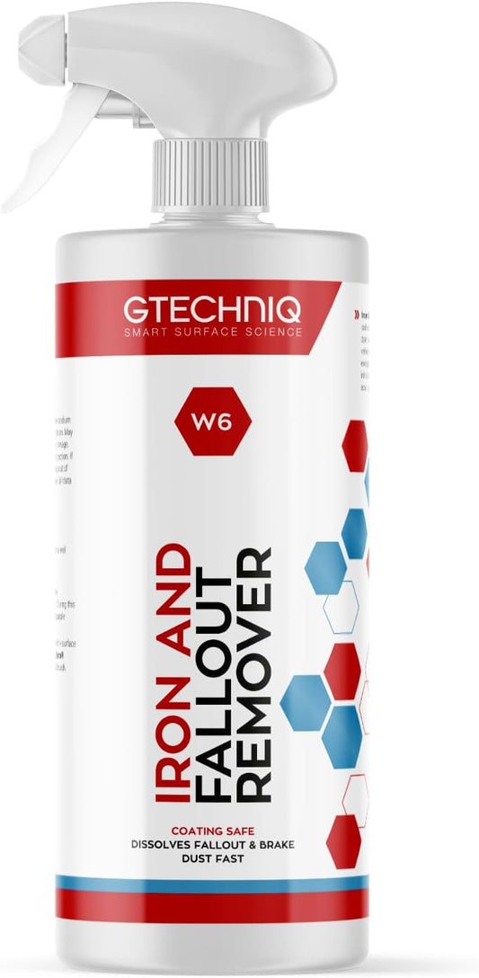 Gtechniq W6 Iron Removing Wheel & Paint Cleaner for Cars, 33.8 fl oz | Powerful Iron and Fallout Remover, Dissolves Contaminants Safely, Protects Paintwork and Wheels