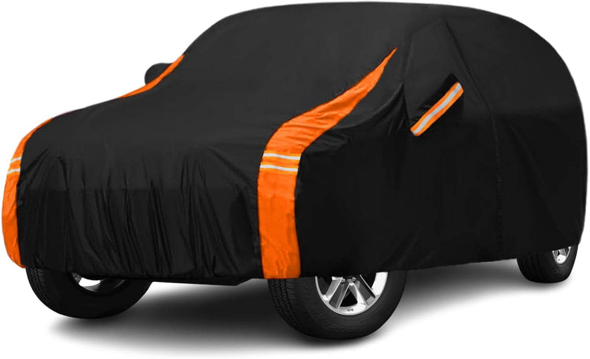 10-Layer Car Cover Waterproof All Weather for Automobiles, Soft Cotton Lining Outdoor Full Covers with Door Zipper, Universal Fit for Sedan 196"-208" L, Size A6 (See Size Chart)