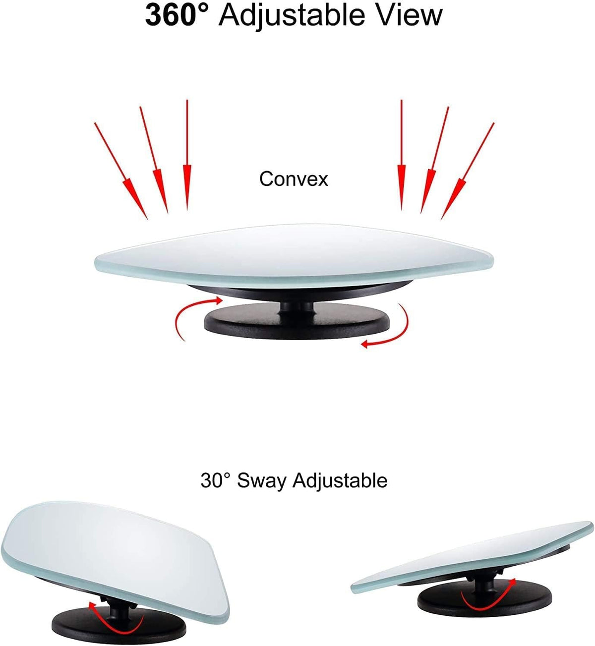 Verivue 2-Inch Round Blind Spot Mirrors for Cars, Universal Fit, HD Convex Wide Angle, Stick-On Frameless Side Mirror Blindspot, Adjustable Blind Spot Mirror for Car Side Mirrors, 2-Pack