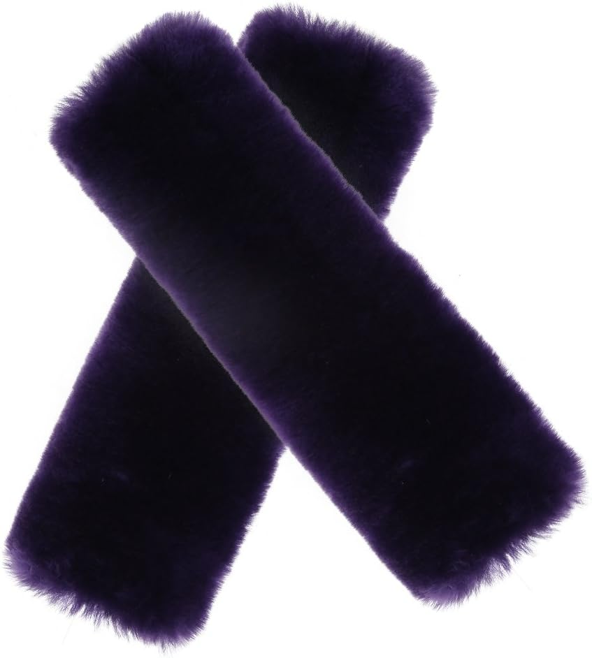OGLAND Authentic Sheepskin Car Seat Belt Pad,2 Pack Soft Seat Belt Cover for Shoulder Pad Neck Cushion Protector Car Accessories by Genuine Natural Merino Wool (Misty Gray) - Colors B