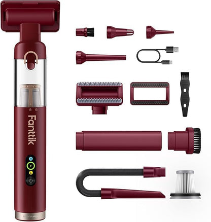 Fanttik Slim V10 APEX Cordless Car Vacuum, 4-in-1 Portable Mini Handheld Vac, 19kPa Suction Power, Upgraded Smart Digital Display, 2 Suction Modes for Small Jobs, Car, Office Desk, Keyboards (Black)