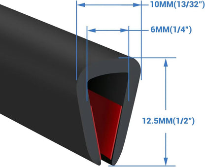 Rubber Edge Trim, Self-Adhesive Rubber Edge Trim, Edge Protector for Sheet Metal, EPDM Material, Fit 1/16"(1.0mm), Length 10Ft, Black Color, U Channel Edge Trim - Colors A