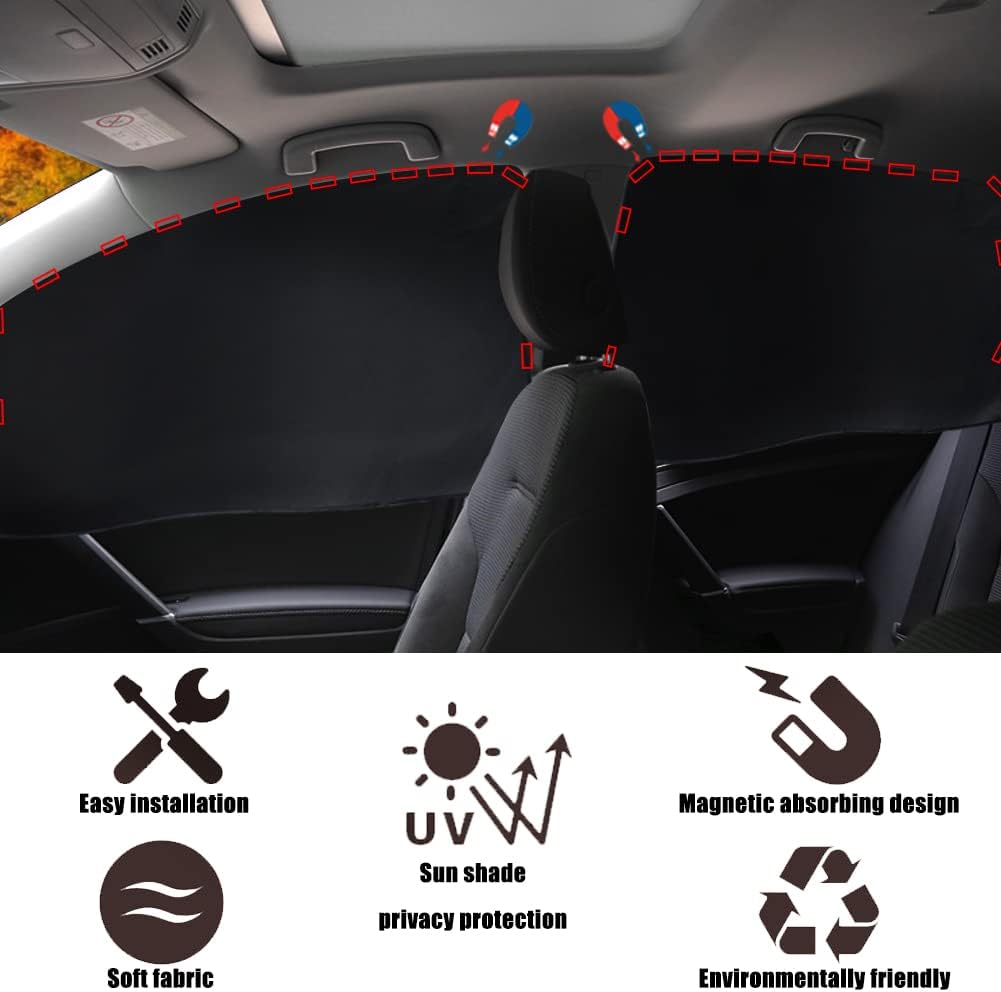 XCBYT Car Window Shades - 4 Pcs Car Privacy Curtains - 100% Block Light Car Window Covers - Magnetic Side Window Sun Shade Keeps Cooler for Breastfeeding, Taking a nap, Changing Clothes, Camping