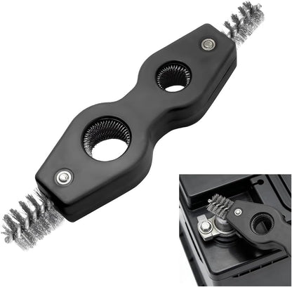 4 in 1 Car Battery Cleaning Brush, Anti-Corrosion Vehicle Battery Terminal Cleaner with Steel Wire, Auto Power Terminal Machine Parts Cleaning Tools, Universal for SUV RV Truck (Black)