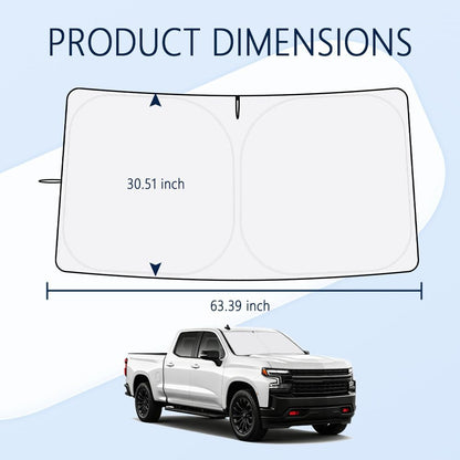 300T Thickened Automotive Glass Sunshade and Comes with Storage Bag,Keep Car Interior Cool,Universal Windshield Sun Shade Fit for Cars,Trucks,SUVs (L: 57.08 * 31.5 inch)
