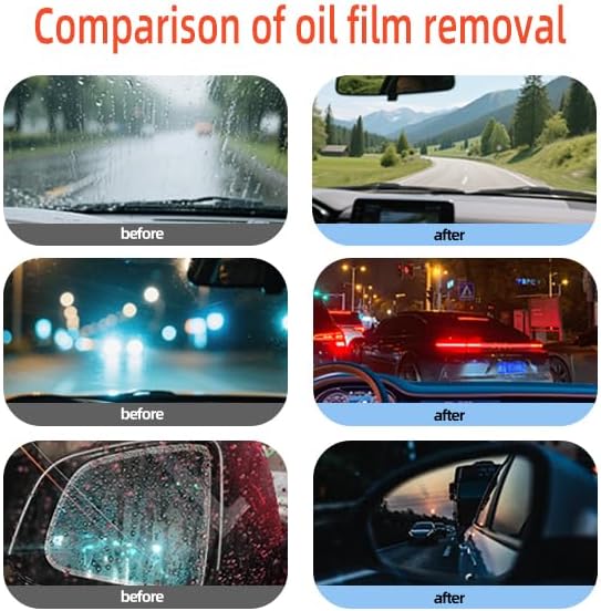 QIFOR Oil Film Remover for Car Windshields and Windows, Automotive Glass Cleaner for Oil Residue & Road Grime, Improves Visibility & Safe Driving (1 PCS)
