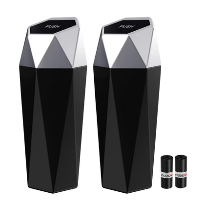 Car Trash Can with Lid - 2-Pack, Interior Accessories for Vehicles, Leakproof Garbage Can with 30 Detachable Trash Bags, Multipurpose Organizers and Storage Solutions for Home and Office