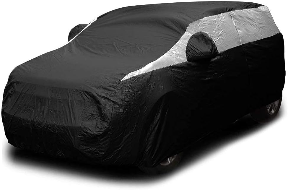 Titan Jet Black Poly 210T Car Cover for Sedans 186-202". Waterproof, UV Protection, Scratch Resistant, Driver-Side Zippered Opening. Fits Camry, Accord and More.