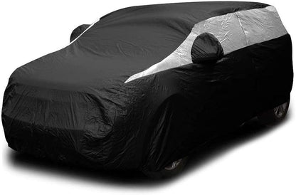 Titan Jet Black Poly 210T Car Cover for Sedans 186-202". Waterproof, UV Protection, Scratch Resistant, Driver-Side Zippered Opening. Fits Camry, Accord and More.