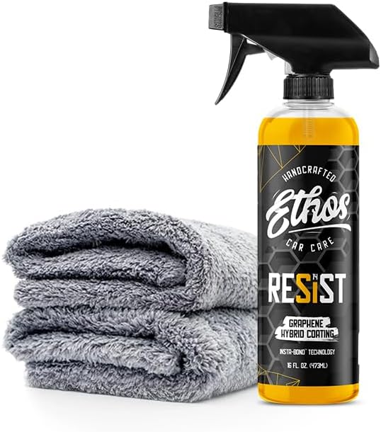 Ethos RESIST Graphene Spray Coating for Cars – Graphene Ceramic Coating Spray, Extreme Hydrophobic Protection, Gloss Enhancement, Ceramic Coating for Cars – 16oz