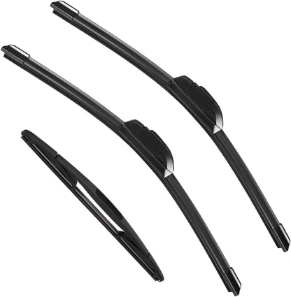 3 Pack Windshield Wiper Blades Compatible with Mazda CX-5 2017-2025 and CX-9 2016-2023, Front and Rear, 24" 18" 14" - Colors A