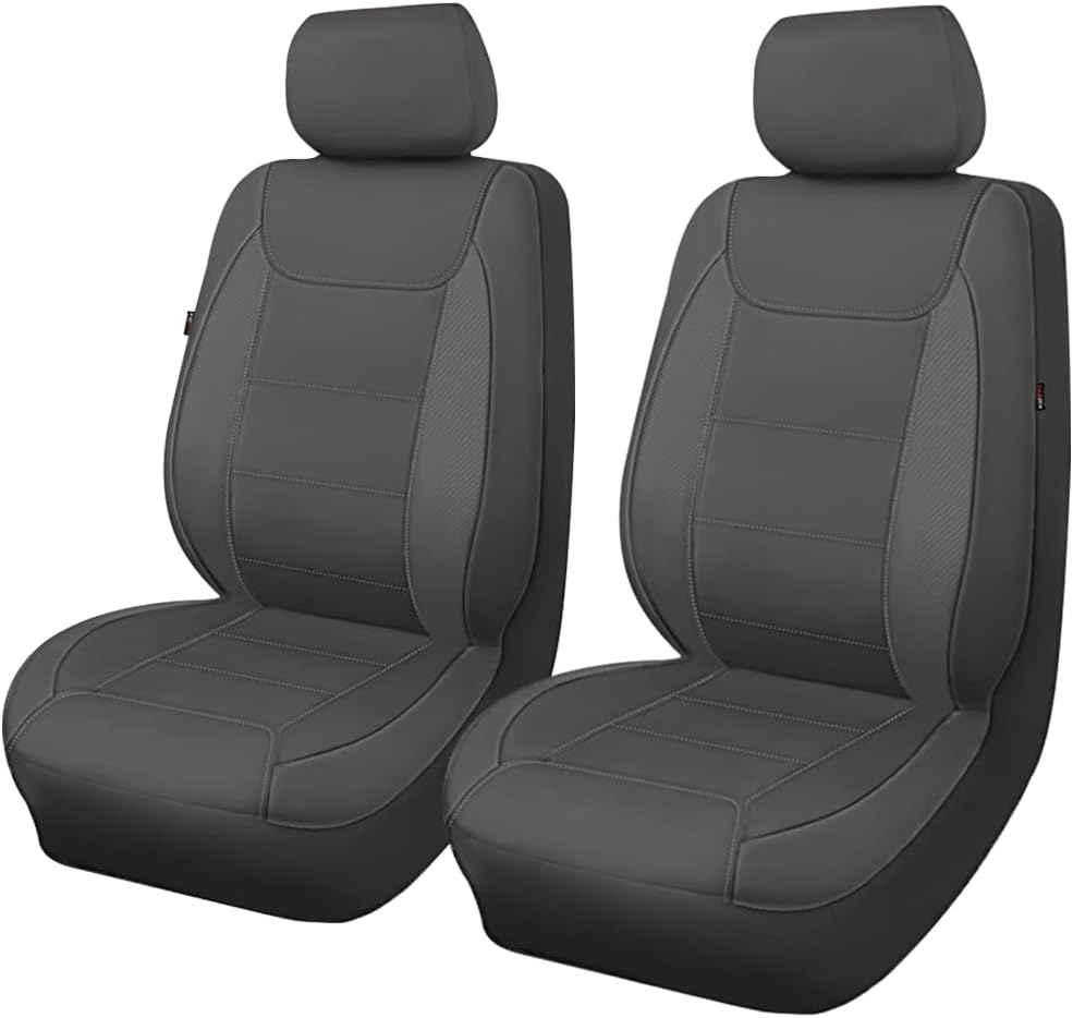 Flying Banner Carbon Fiber Leather Vehicle Seat Covers, Leopard Gray Black, Universal Fit - 8PCS