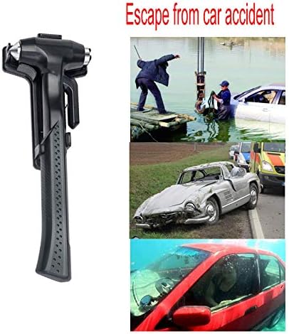Premium Car Glass Breaker with Seat Belt Cutter - Automotive Safety Hammer - Emergecy Escape Tool, Car Autoaccessory Metal Window Hammer, Vehicle Hard Aluminium Alloy Head Design(Silver)