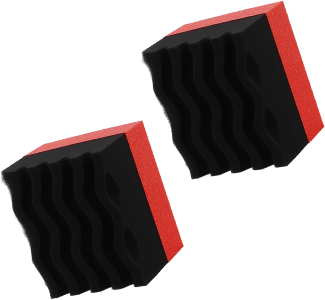 Car Tire Dressing Applicator Pad, Soft Sponge Tire Shine Applicator, Reusable Washable Wax Sponge, Anti-Spill Corrugated Surface Tire Care Cleaning Pad for Auto Detailing(Black&Green)