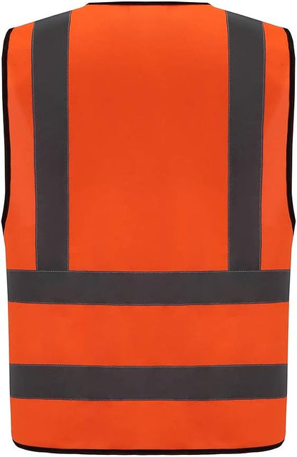 AYKRM 12 colour High visibility viz vest hi vis viz reflective work construction safety vest (XS-8XL) - Colors A