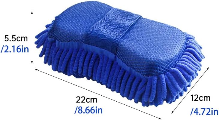 Microfiber Car Wash Sponge-Non-Scratch Wash Mitt-Two Sided Chenille Microfiber Washing Sponge-Mitt for Cars, Trucks, SUVs, Boats(2 Pack Green)