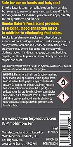 Smoke Eater Cigarette, Cigar, Cannabis & Tobacco Odor Eliminator Spray & Air Freshener for Car, Home, Clothes — Lavender, 4 oz Travel Size — Tea Tree Oil Formula, Non-Aerosol Pump Spray