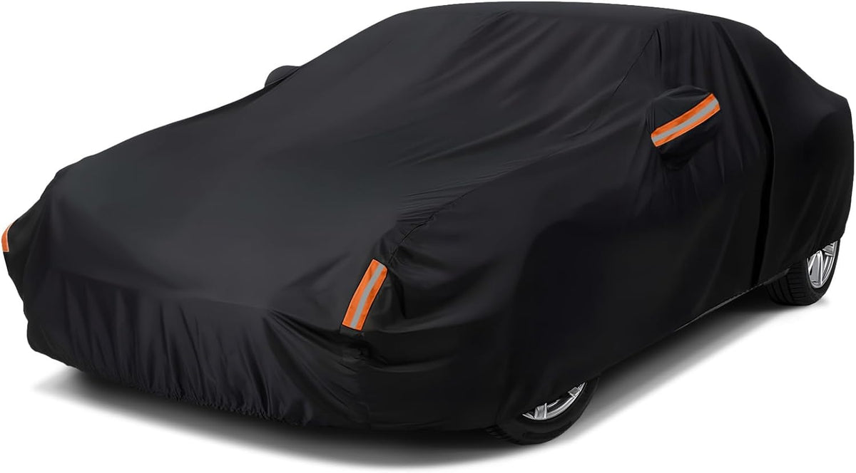 NEVERLAND Sedan Car Cover Waterproof Heavy Duty All Weather Protection Snow Anti-UV Windproof Outdoor Full Car Cover Fit for Automobiles BMW/Mercedes-Benz/Honda（for Car Size:183''L x 70''W x 59''H）