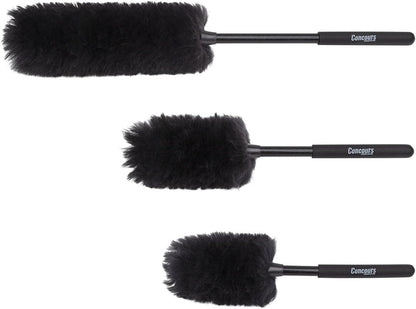 Eastwood Concours Premium Cleaning Woolies | Professional Long Handle Soft Brush for Wheels & Tires, Interior Detailing, and Household Cleaning | Made of 100% Wool and Anti-Scratch on Paint | Set of 3