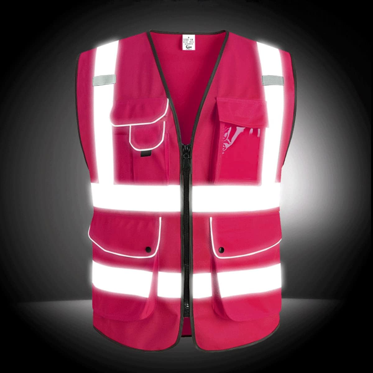 XIAKE 9 Pockets Class 2 High Visibility Reflective Safety Vest for Men Women,Meets ANSI/ISEA Standard