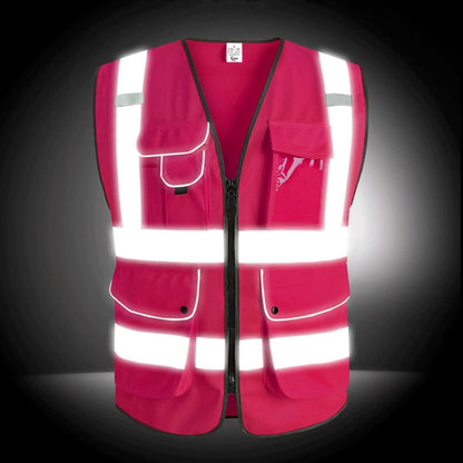 XIAKE 9 Pockets Class 2 High Visibility Reflective Safety Vest for Men Women,Meets ANSI/ISEA Standard