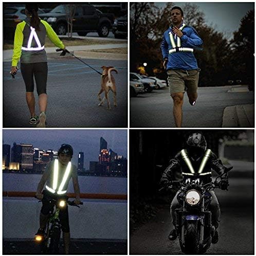 Reflective Vest Running Gear, 2Pack High Visible Safety VES for Cycling Jogging Running Walking, Adjustable for Men Women