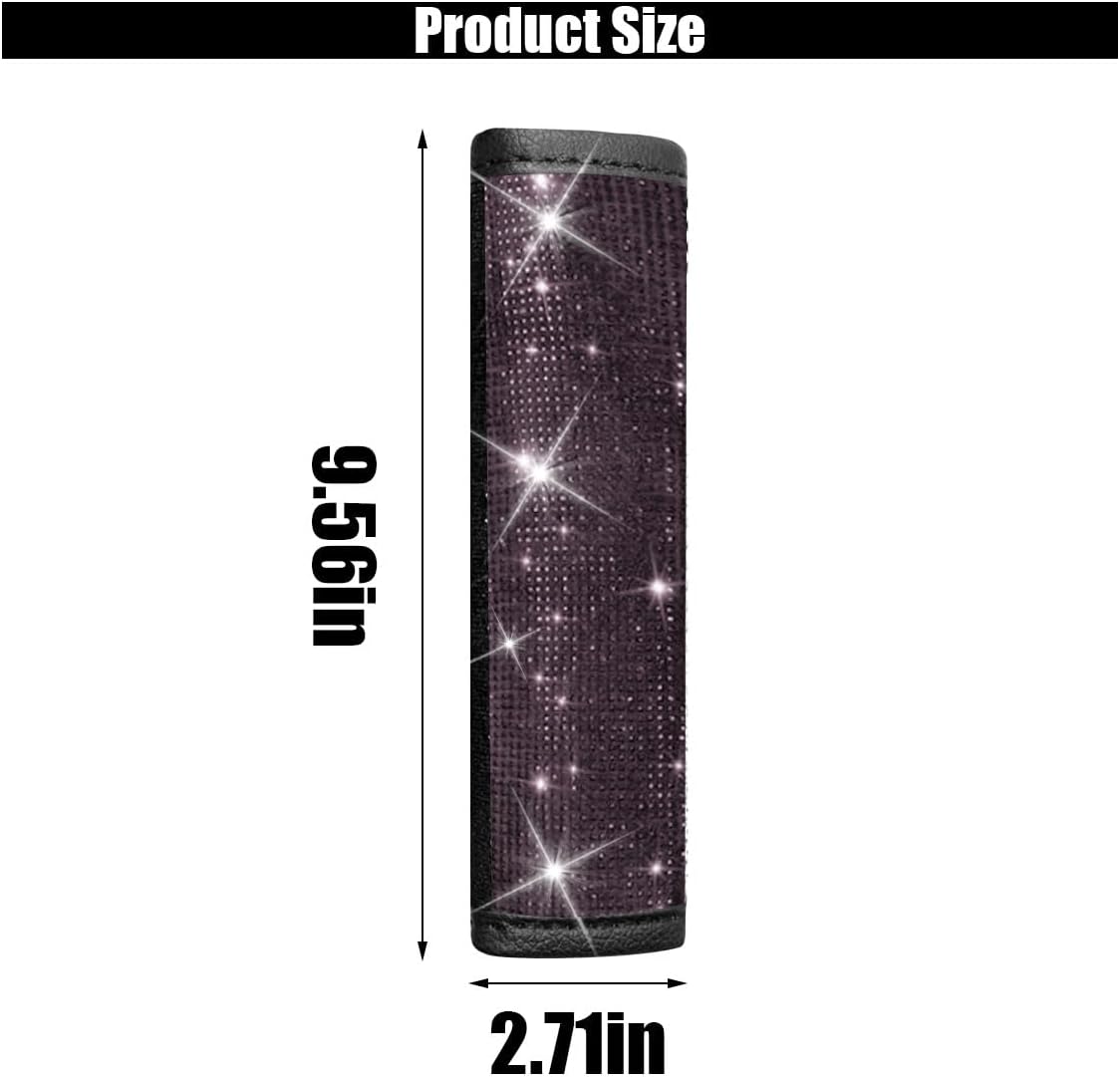 GLSOWEE 2PCS Bling Car Seat Belt Shoulder Pads, Bling Rhinestones Seat Belt Covers for Women, Car Seatbelt Strap Pad with Crystal Diamond, Car Interior Accessories for Car SUV (Black Diamond)