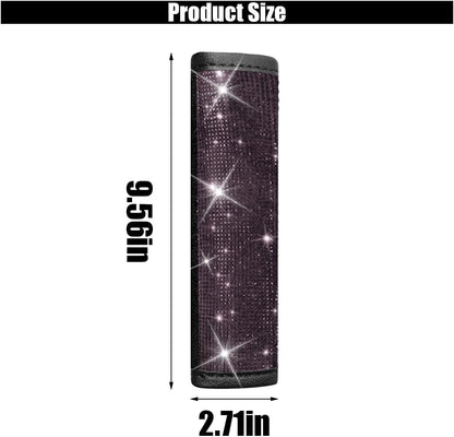 GLSOWEE 2PCS Bling Car Seat Belt Shoulder Pads, Bling Rhinestones Seat Belt Covers for Women, Car Seatbelt Strap Pad with Crystal Diamond, Car Interior Accessories for Car SUV (Black Diamond)
