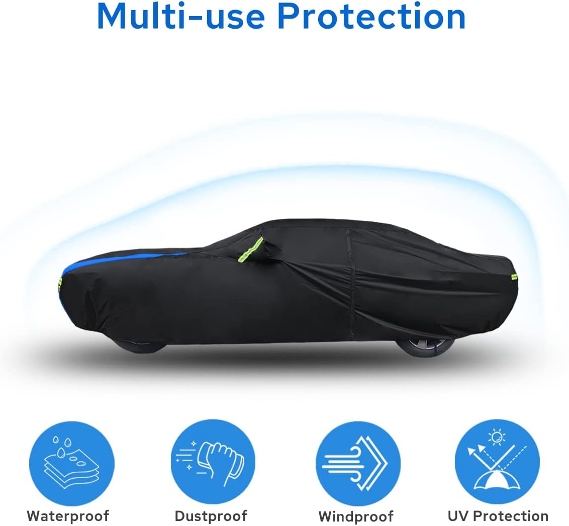 Avecrew Car Cover Waterproof All Weather for Automobiles, Outdoor Heavy Duty Full Exterior Covers for Sedan(194"-208")