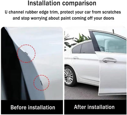 Car Door Edge Guards Self Adhesive Rubber U Channel Edge Trim Metal Edge Protection Guard for Most Car Doors, Hatches, Lockers, Panels (5Ft, Black)