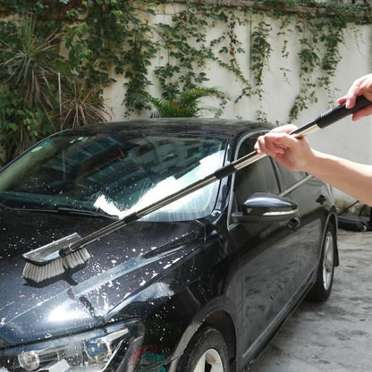52" Car Wash Brush with Long Handle | Built-in Rubber Squeegee & Rubber Bumper | Lightweight extendable Handle | Soft Bristle Brush for Car, RV, Boat, Solar Panel, Deck Washing