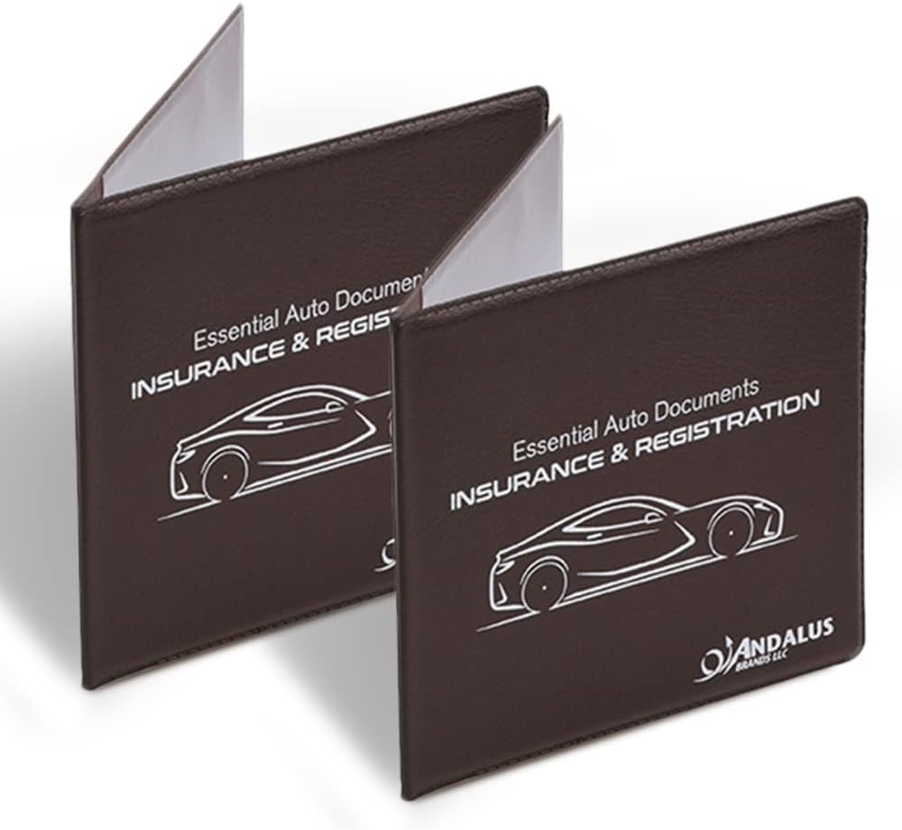 Andalus Auto Registration & Insurance Card Holder Pack of 2, Waterproof Essential Car Registration Holder with Hook & Loop Closure, Perfect for Every Vehicles Glove Boxes (White - 5 1/8" x 4 5/8")