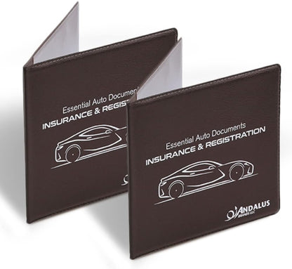 Andalus Auto Registration & Insurance Card Holder Pack of 2, Waterproof Essential Car Registration Holder with Hook & Loop Closure, Perfect for Every Vehicles Glove Boxes (White - 5 1/8" x 4 5/8")