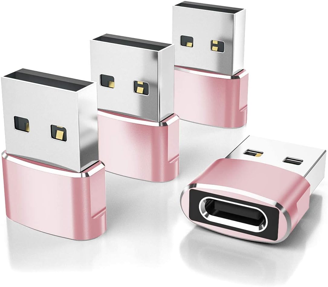 Elebase USB to USB C Adapter for iPhone 17 4Pack,USBC Female to A Male Car Charger Adapter,Type C Converter Apple 17e 16 Pro Max 15 14 Plus,iWatch Watch 11 10 Ultra 3,iPad Air,Samsung Galaxy S26