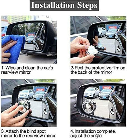 2 pcs Blind Spot Mirrors, 2" Round HD Glass Convex 360° Wide Angle Side Rear View Mirror with ABS Housing for Cars SUV and Trucks, Black, Pack of 2