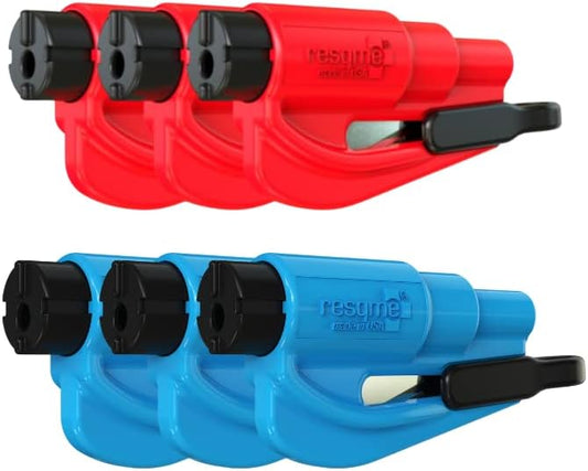 resqme The Original Emergency Keychain Car Escape Tool, 2-in-1 Seatbelt Cutter and Window Breaker, Made in USA, Pack of 6, Yellow, Black - Compact Emergency Hammer