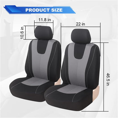 ZIMISI 4PCS Car Front Seat Covers, Comfort Breathable Vehicle Seat Protector Cover, Universal Automotive Interior Accessories for Car, SUV, Truck (Grey/Black)