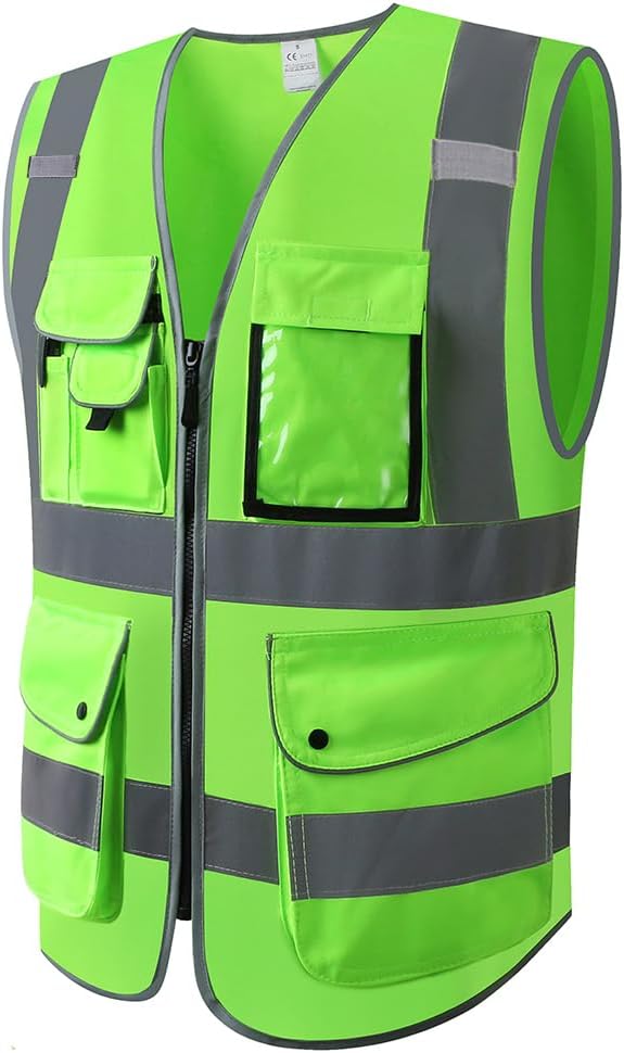 XIAKE 9 Pockets Class 2 High Visibility Reflective Safety Vest for Men Women,Meets ANSI/ISEA Standard
