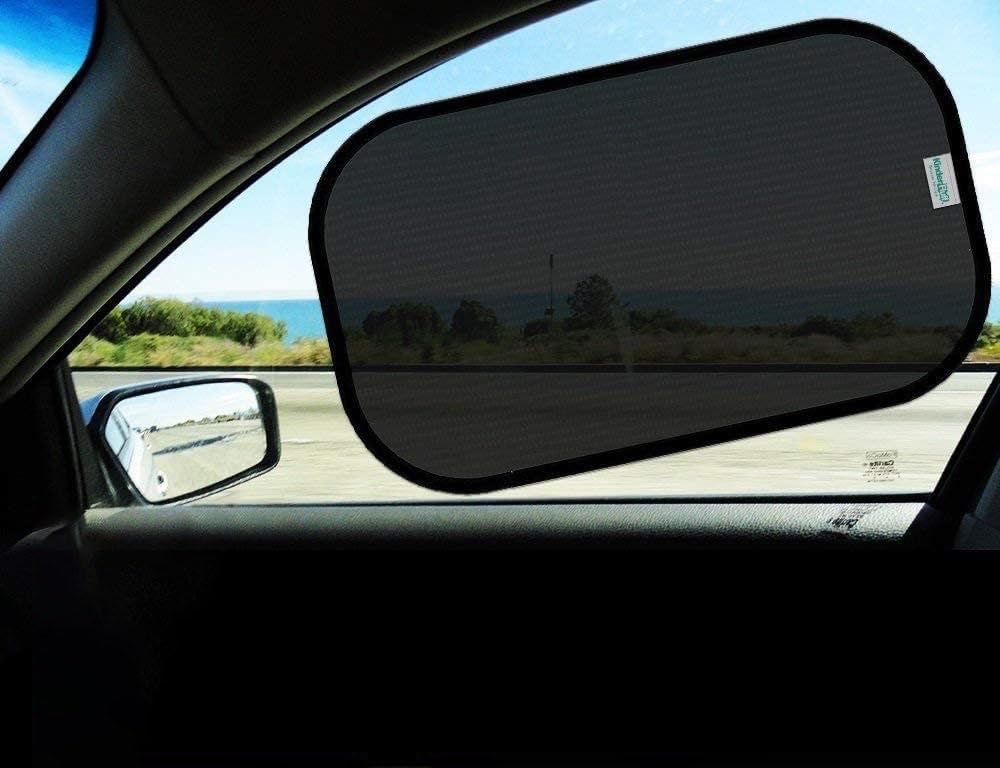 Car Window Shades - Certified 99.79% UVA & 99.95% UVB sun protection. Award winning car sun shade for side windows. 4 Pack (2 Transparency options) 20" x 12" -window shade for car baby by Kinder Fluff