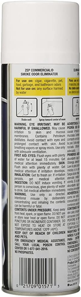 Zep Smoke Odor Eliminator Aerosol, Clear, 16 oz (Pack of 4) ZUSOE16 - Eliminate Cannabis (Marijuana) and Tobacco Odors