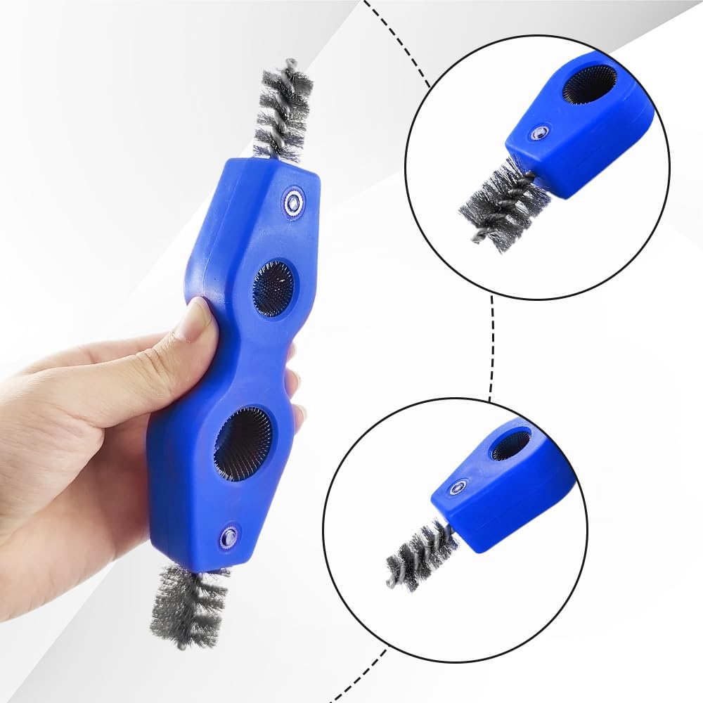 4 in 1 Car Battery Cleaning Brush, Battery Terminal Brush, Anti-Rust Auto Battery Cleaner with Steel Wire, Car Accessories Vehicle Machine Parts Cleaning Tools Fit for Auto Marine (Black)