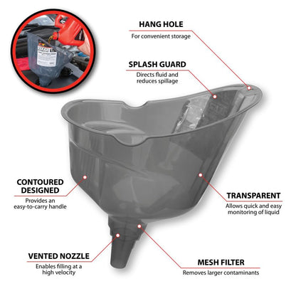 Performance Tool W4053 Clear View Easy-Fill Funnel Set (3 Pieces) - Versatile Liquid Filling Solutions