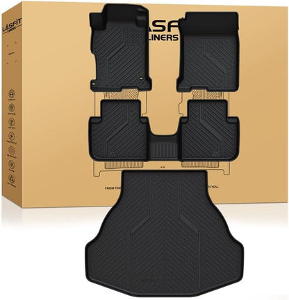 LASFIT Floor Mats and Cargo Liner for Honda CR-V 2026 2025 2024 2023 (Gasoline & Hybrid & e:FCEV), All Weather TPE Car Trunk Mat (Upper Position), 1st & 2nd Row & Trunk Liner Full Set Black