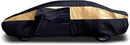 Titan Jet Black Poly 210T Car Cover for Sedans 186-202". Waterproof, UV Protection, Scratch Resistant, Driver-Side Zippered Opening. Fits Camry, Accord and More.