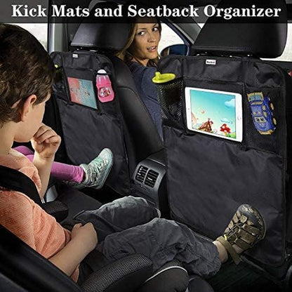 Meolsaek Kick Mats Back Seat Protector, Waterproof Oxford Seat Back Protector, Car Seat Back Protector for Kids, Back of Seat Protector for Kids Feet Car Seat (Black A -1pc)