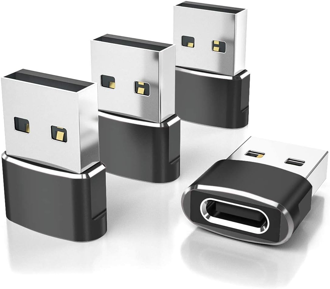 Elebase USB to USB C Adapter for iPhone 17 4Pack,USBC Female to A Male Car Charger Adapter,Type C Converter Apple 17e 16 Pro Max 15 14 Plus,iWatch Watch 11 10 Ultra 3,iPad Air,Samsung Galaxy S26