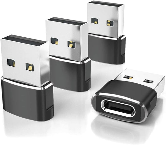Elebase USB to USB C Adapter for iPhone 17 4Pack,USBC Female to A Male Car Charger Adapter,Type C Converter Apple 17e 16 Pro Max 15 14 Plus,iWatch Watch 11 10 Ultra 3,iPad Air,Samsung Galaxy S26