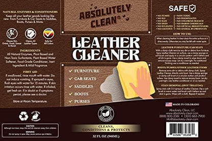Amazing Leather Cleaner/Conditioner/Deodorizer | Powerful, Natural Enzyme Cleaner | USA Made | Great for Leather & Vinyl, Furniture, Boots, Purses, Clothing & More Removes Stains Spray & Wipe (16oz)